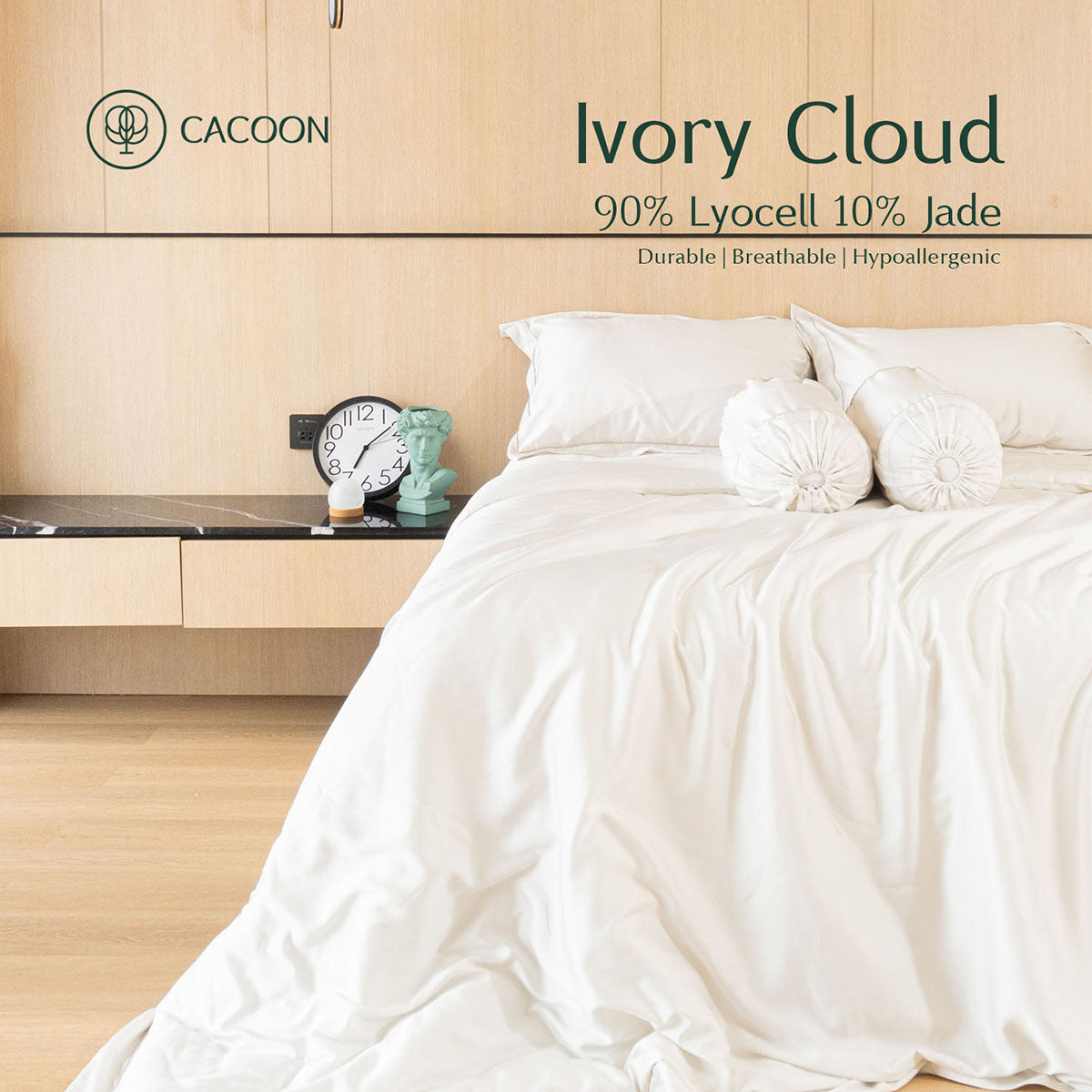 Cacoon Jade Essence Bed Cover - Ivory Cloud